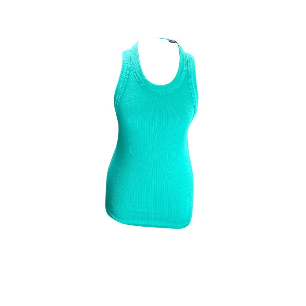 Banana Republic Womens Teal Ribbed Tank Top Sleeveless Stretchy Size S
